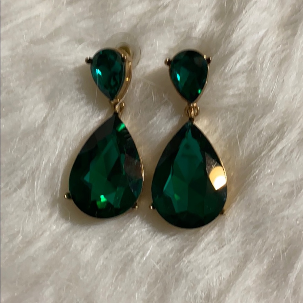 Aldo emerald and gold teardrop earrings